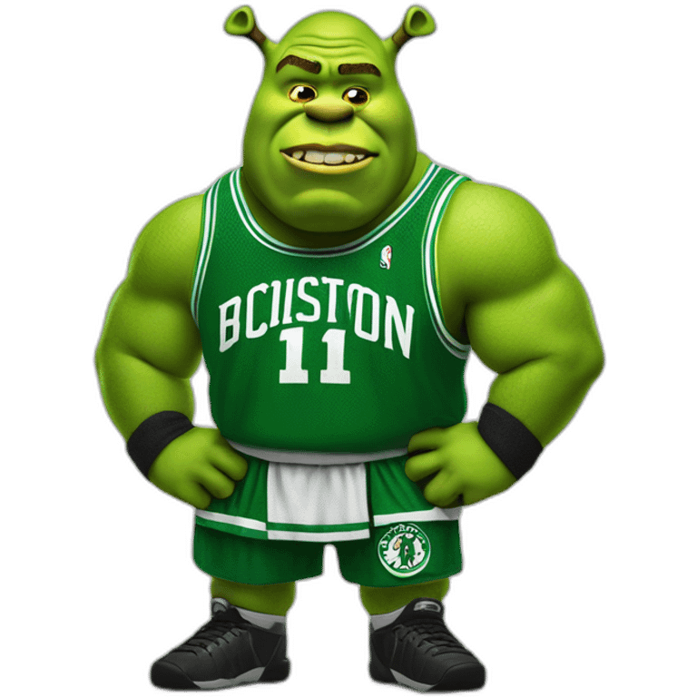 shrek with green boston celtics jerssey emoji