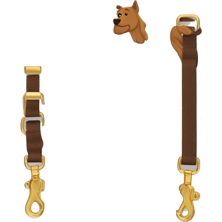 Brown dog leash with golden carabiner and hand strap  emoji