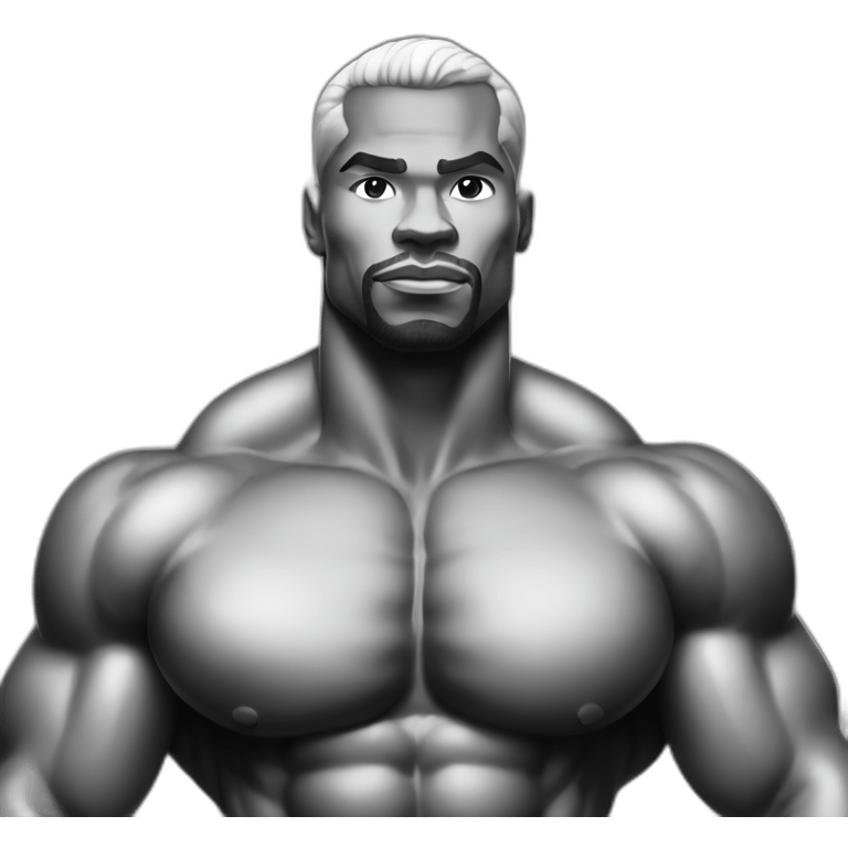 Bodybuilder black and white with sexy face emoji