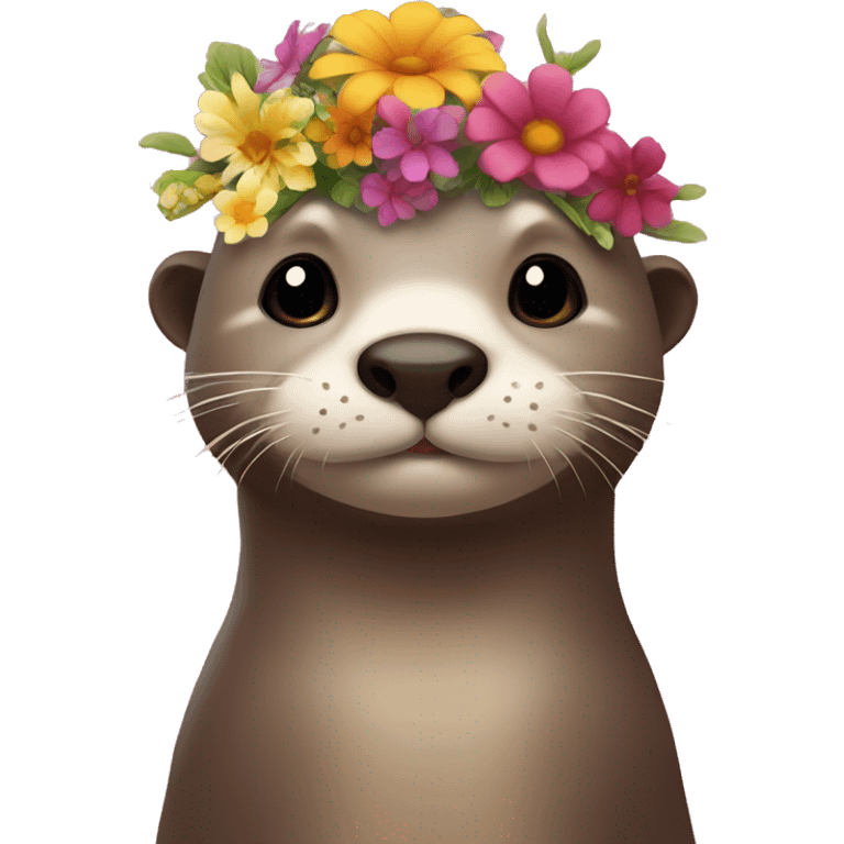 The otter emojis with a big flower on its head emoji