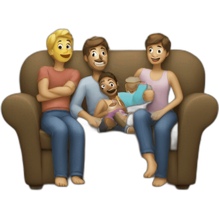 sofa with three friends emoji