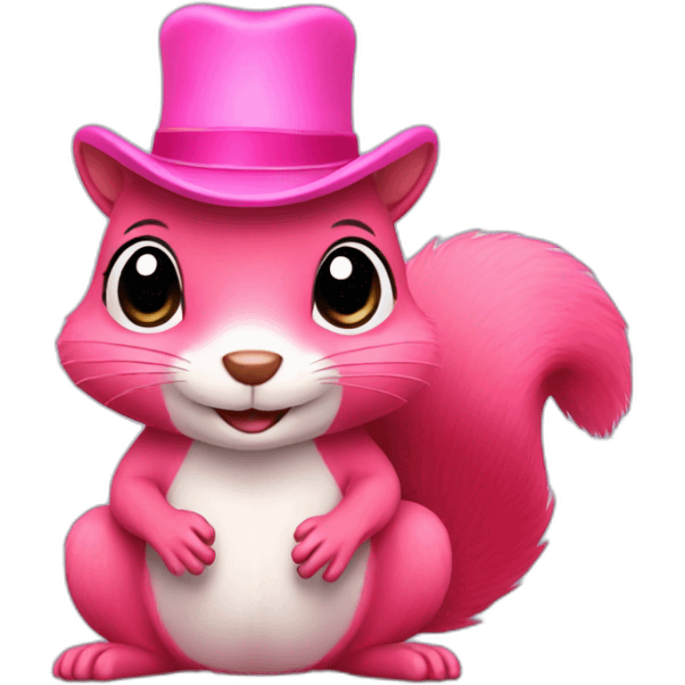 Pink squirrel with a hat emoji