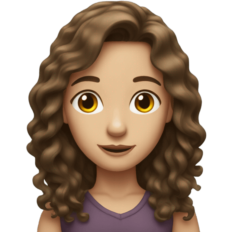 Pretty brunette girl long wavy hair emoji