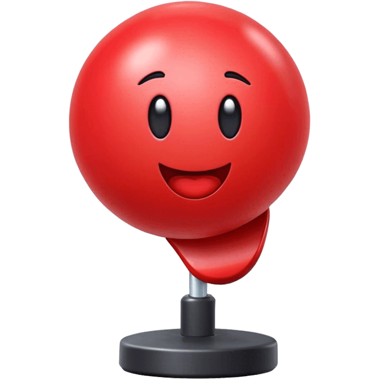 A minimalistic, cartoon-style red punching ball emoji with a glossy texture. It has a slightly rounded top and is mounted on a slim, flexible base, appearing slightly in motion. The design should be expressive and clear as an emoji. The background is fully transparent for easy overlay. No Face. emoji