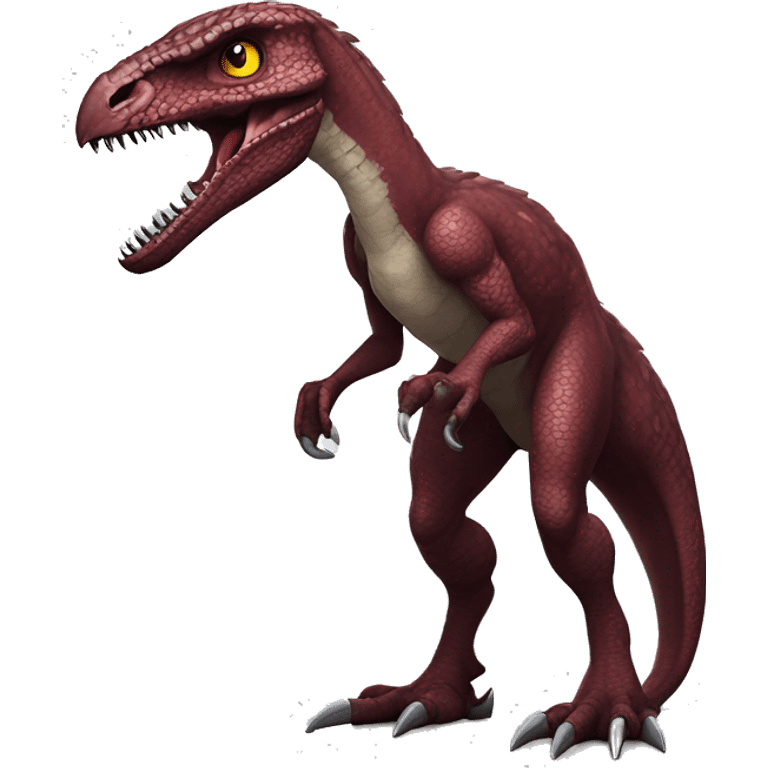 Maroon edgy badass modern handsome velociraptor-dragon-Digimon, full body emoji