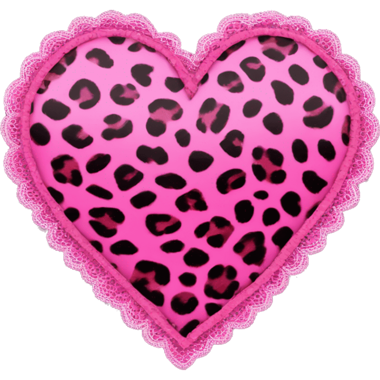 hot pink leopard print heart with pink lace border emoji