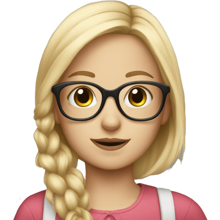 A blonde girl with glasses and a bunny emoji