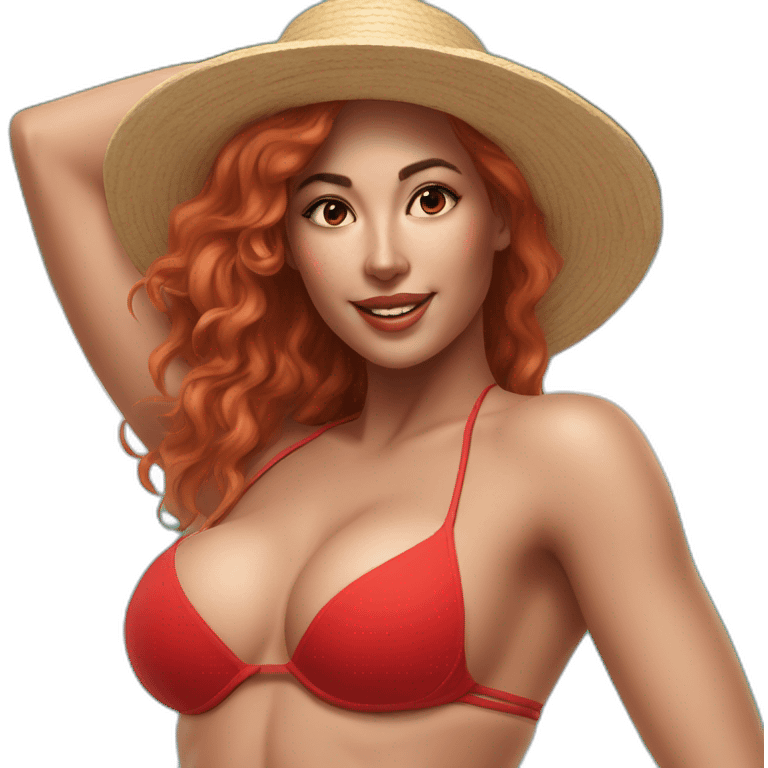 Sexy pose soft woman red bikini (beach body) realism emoji