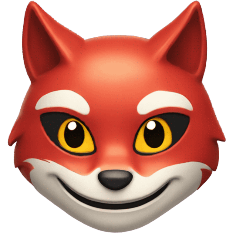 red kitsune mask, happy emoji