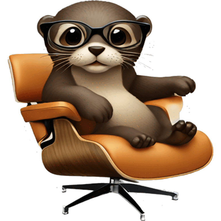 otter with glasses on an eames lounge chair emoji