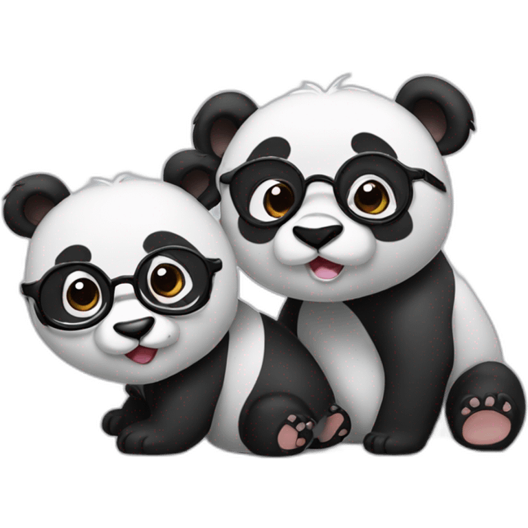 three pandas with glasses emoji