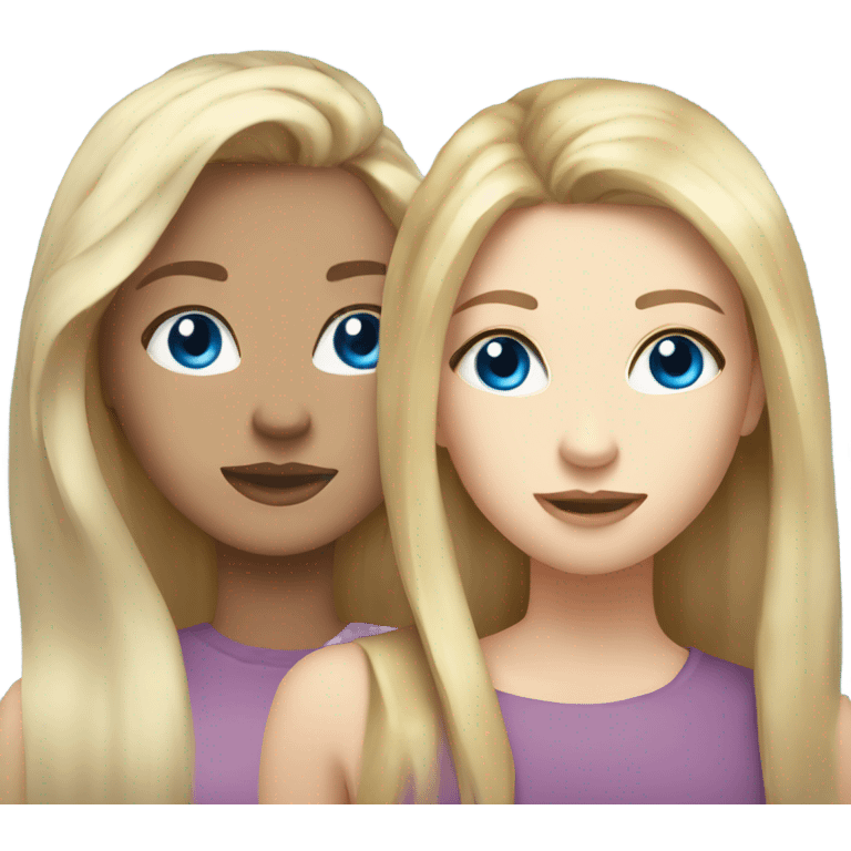 Best friends blonde girl and brunette girl blue eyes  emoji