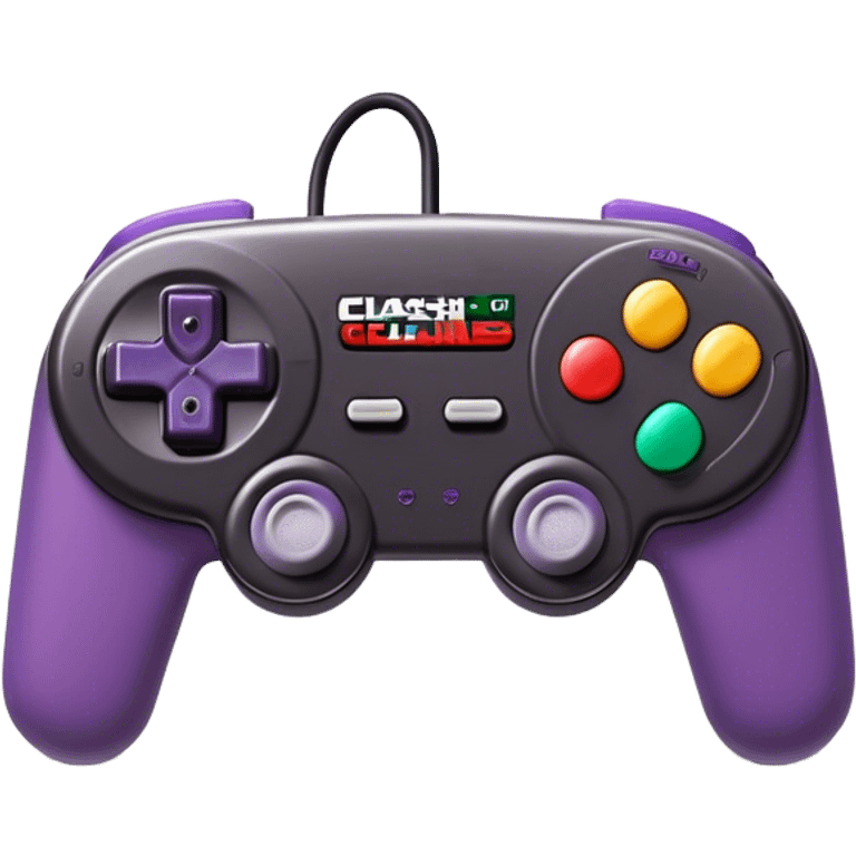 Clash of Clans aesthetic: Cinematic Playful SNES Controller Portrait Emoji, rendered in a 3D vector-style similar to standard emojis with minimal shading and bold, simplified shapes. A compact, distinct form with signature details, softly glowing with a nostalgic gaming charm. Simplified yet unmistakably iconic, highly detailed and consistent, glowing with a soft radiance and high shine. Stylized with a touch of retro gaming magic and a soft glowing outline, capturing the essence of a beloved gaming relic with a friendly, playful manner! emoji