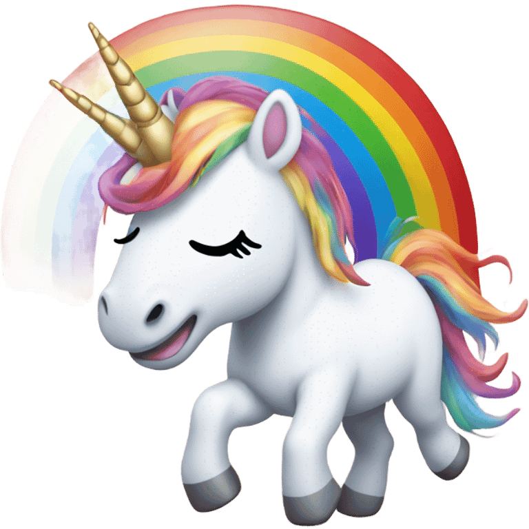 Unicorn dancing under rainbow  emoji