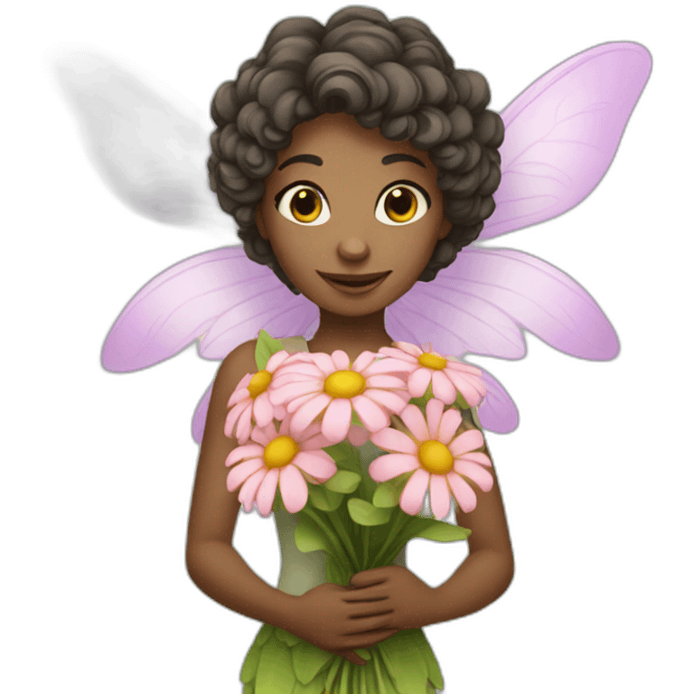 Flower fairy holding flower bouquet  emoji