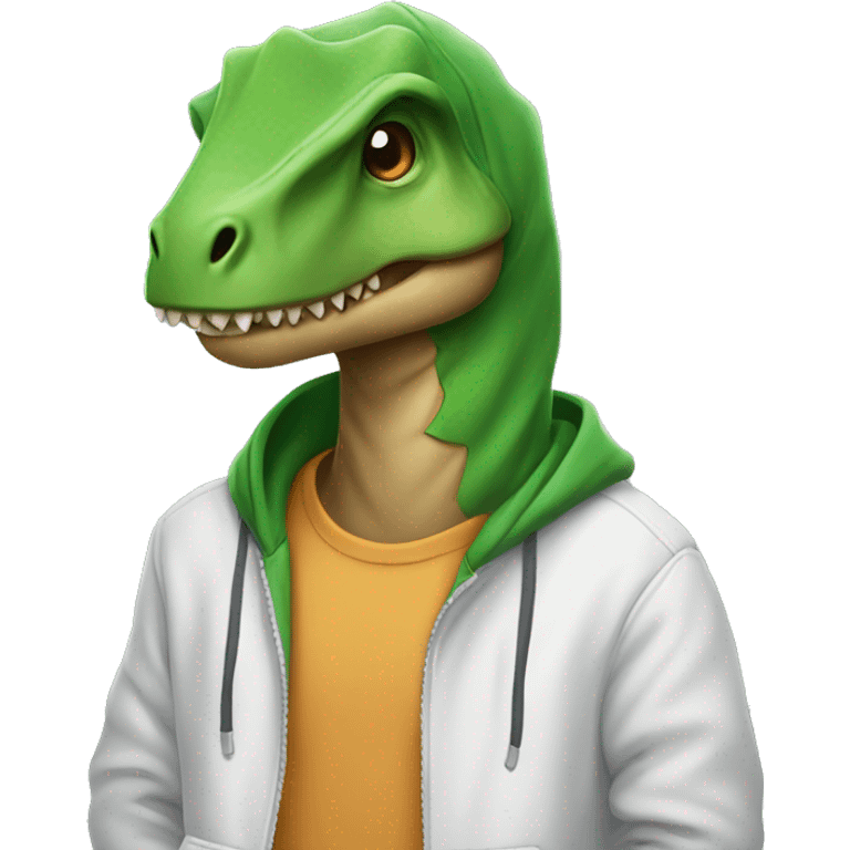 Dinosaur wearing a hoodie  emoji