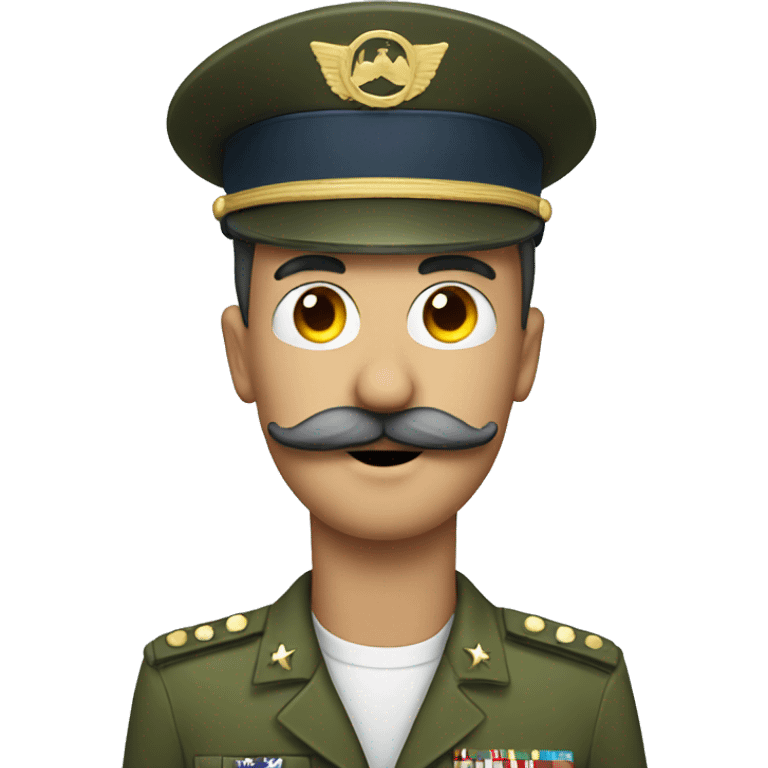 Man with toothbrush mustache with a military hat emoji