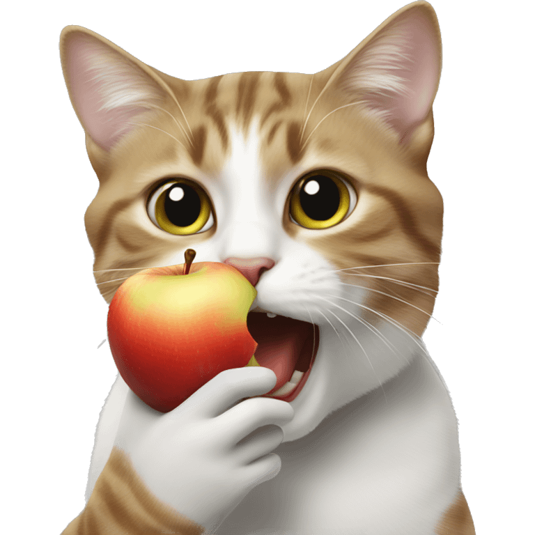 cat eating apple emoji