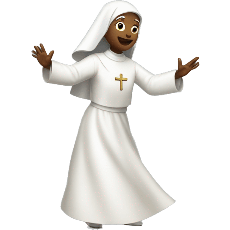 white Nun dancing  emoji