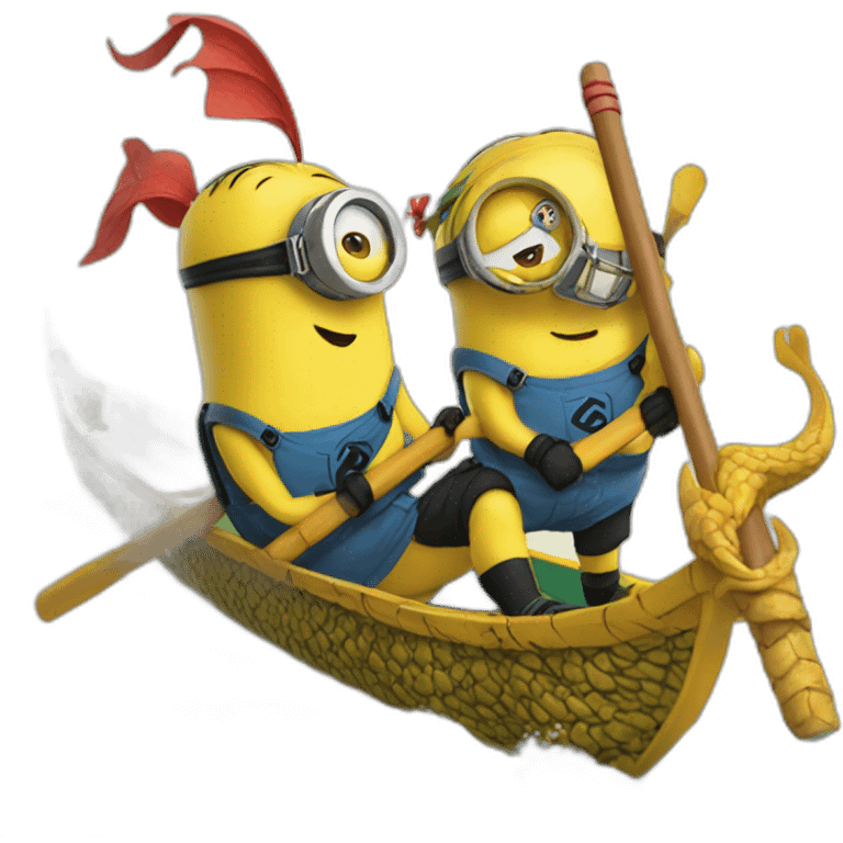 Minions on dragon boat  emoji