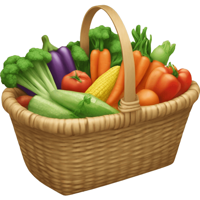 Wicker basket with fresh vegetables  emoji