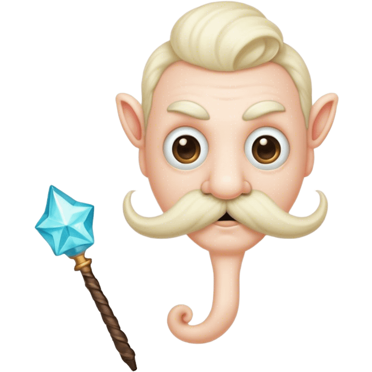 Odd creature with a mustache and wand emoji