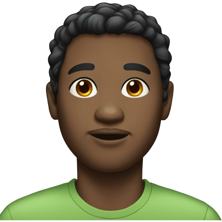 portrait of black hair male, whit skin emoji