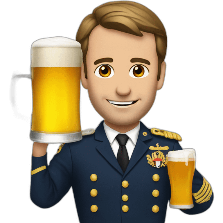 Macron with a beer emoji