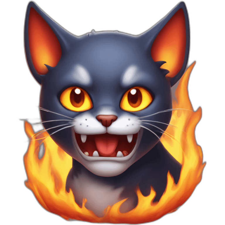 demon cat with fire from mouth emoji