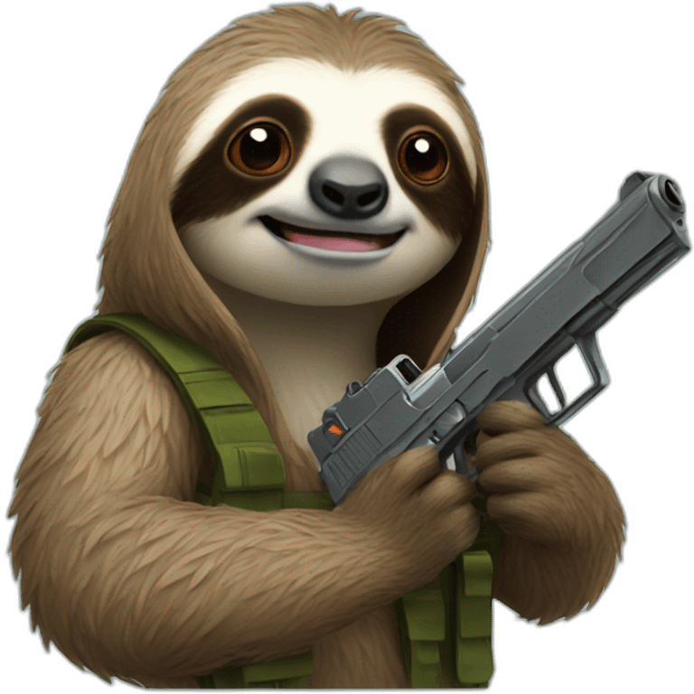 Sloth with gun emoji