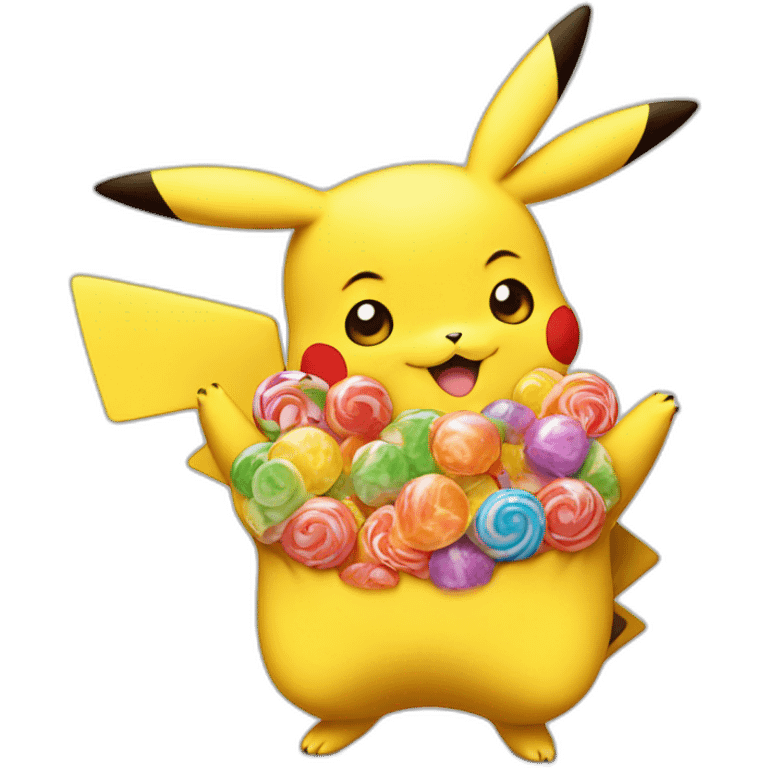 Pikachu belly full of lollipops emoji