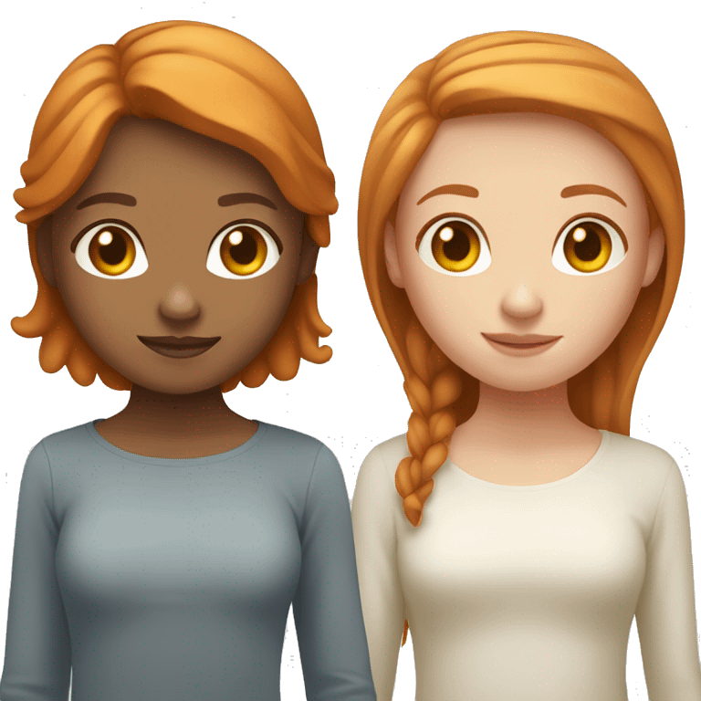 Ginger hair girl next to light Brown hair girl emoji