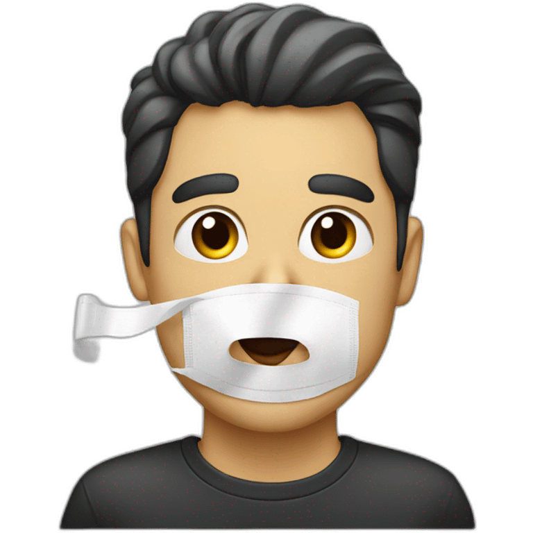 Man giving speech with tape across mouth emoji