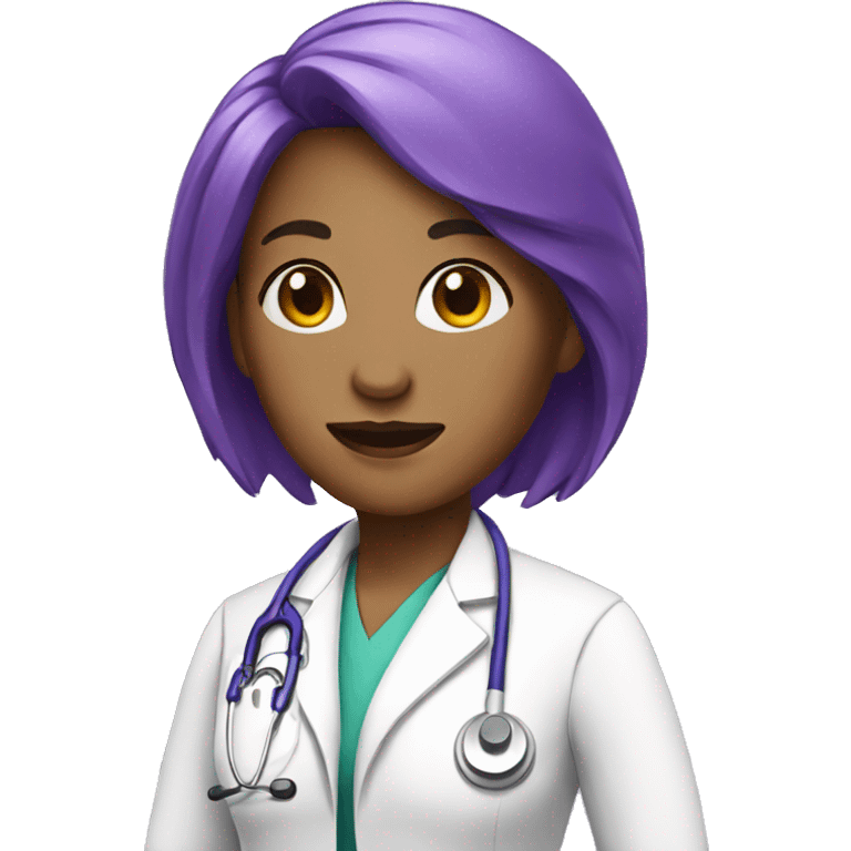 doctor woman purple hair  emoji