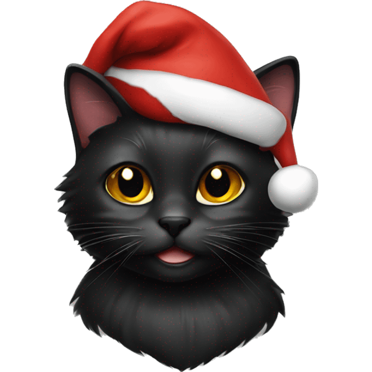 black cat with santa hat emoji