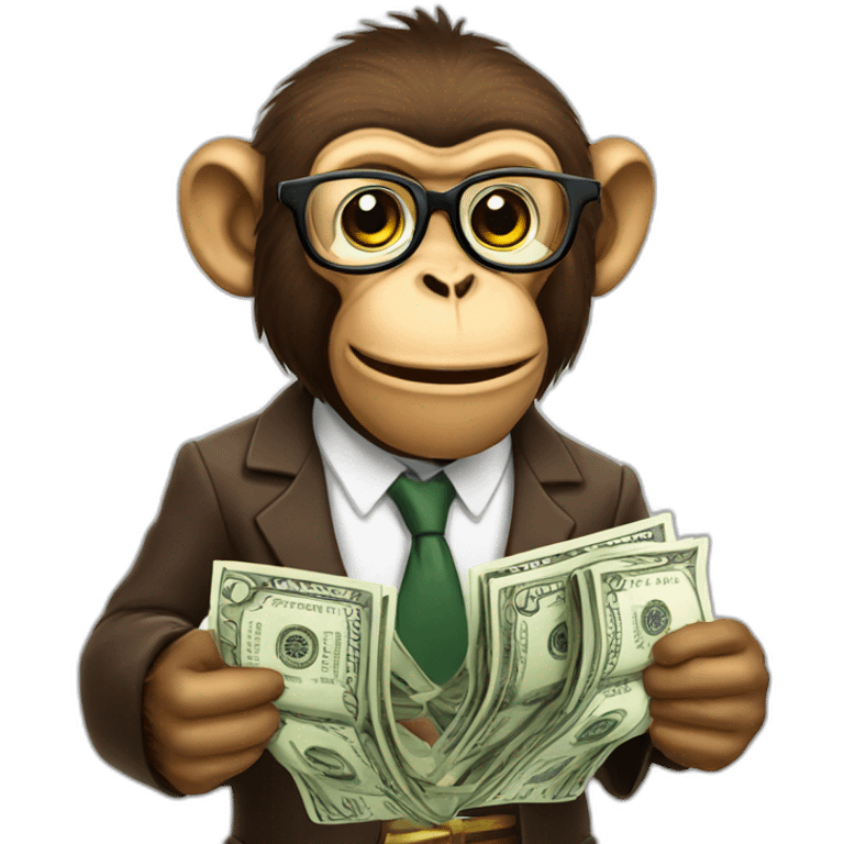 Professor monkey with dollars cash emoji