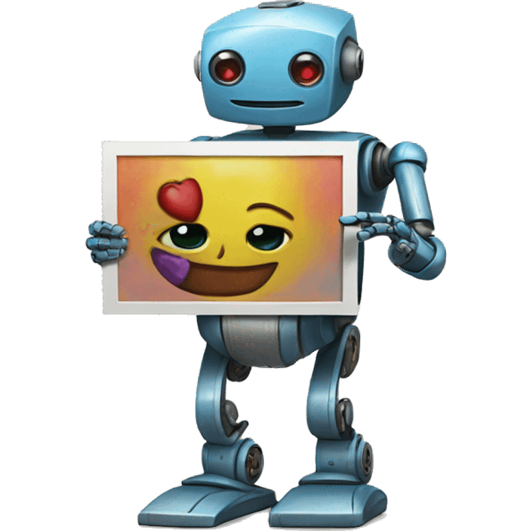 robot holding his painting emoji