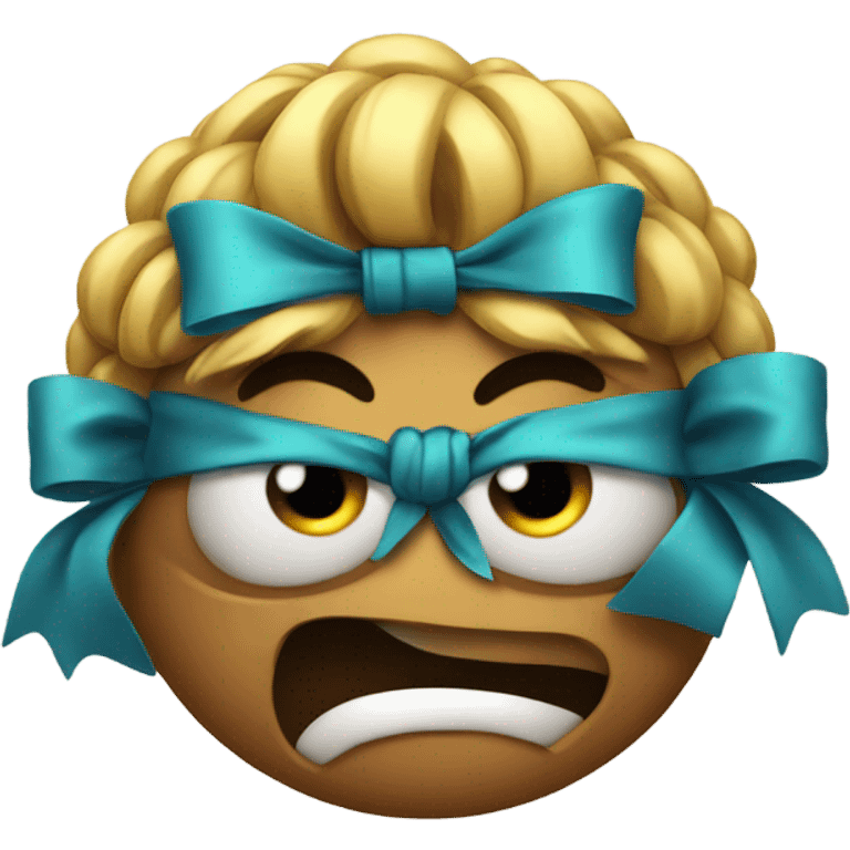 Nervous emoji with a bow emoji