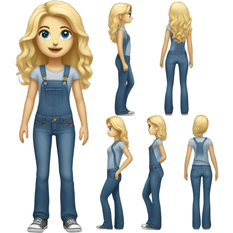 Blonde girl, redneck, bootcut jeans, full body, blue eyes emoji