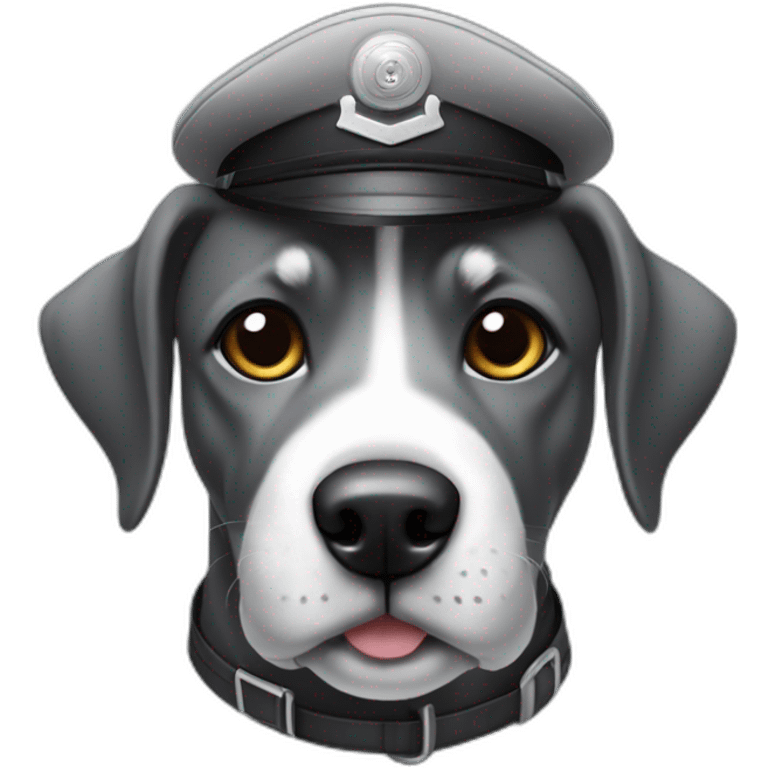 grey and black wiry dog with pilot cap on emoji