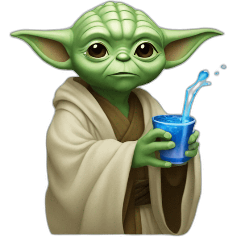 Yoda drinking a blue potion emoji