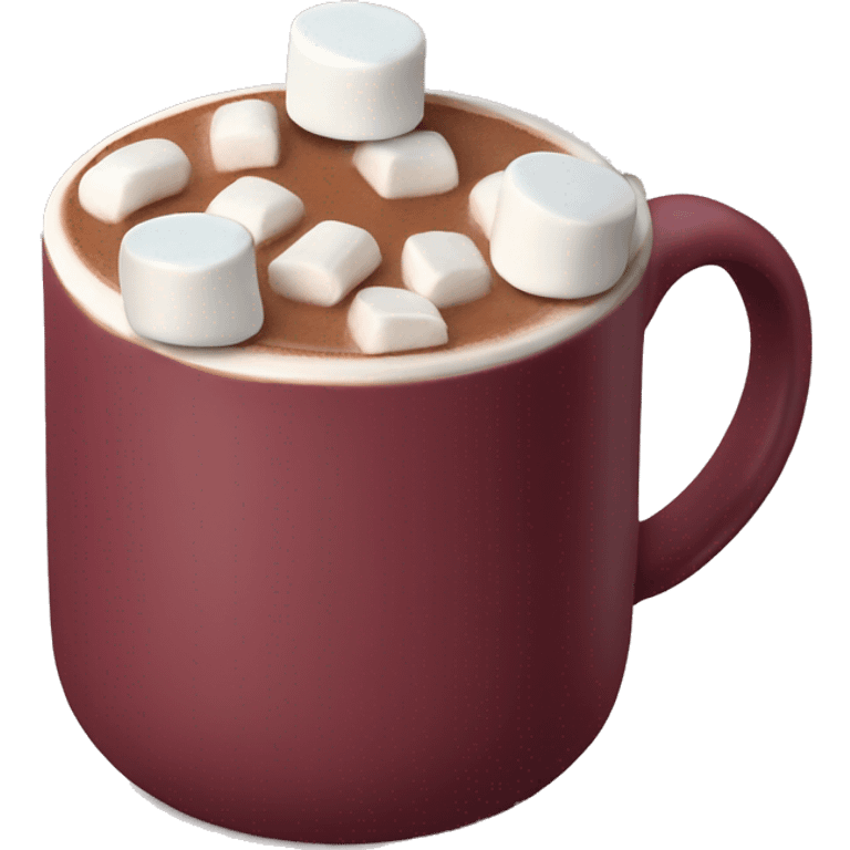 Burgundy mug of hot chocolate with marshmallows  emoji