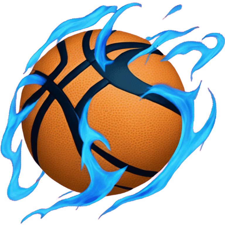 Basketball with pink and blue flames emoji