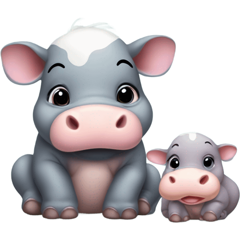 Baby hippo and baby cow  emoji