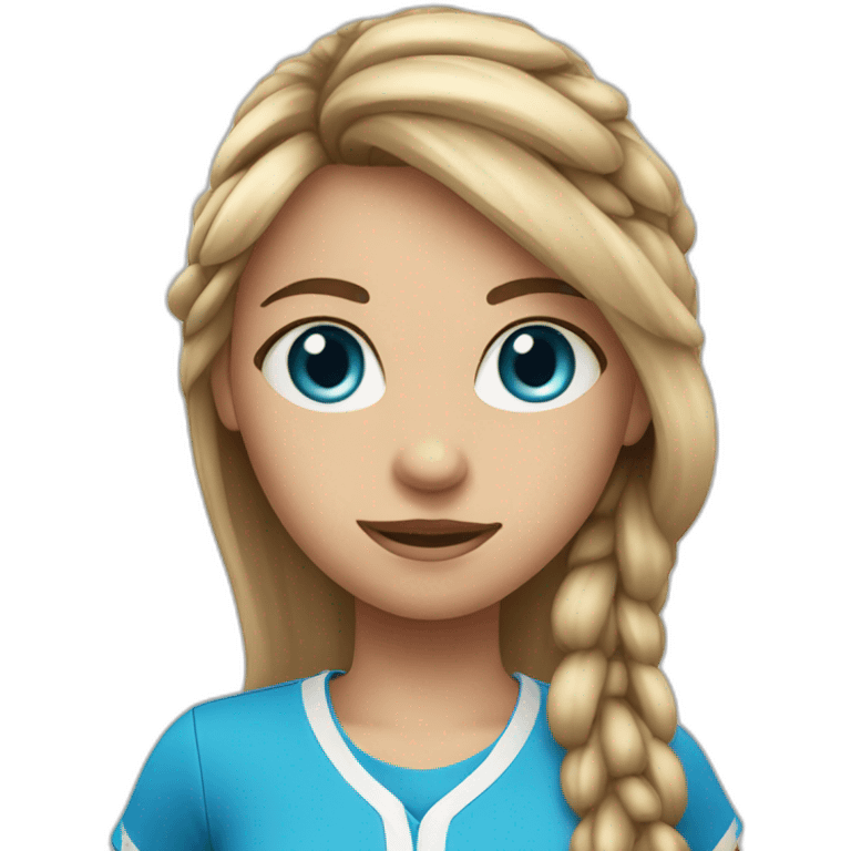 pretty tennis player with big blue eyes and long hair emoji