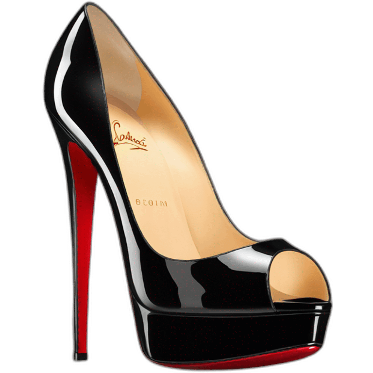 Louboutin Black patent Leather Lady Peep Toe Platform emoji