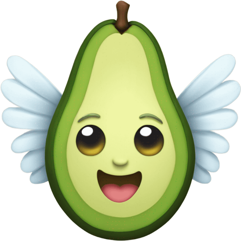 Cute Avocado with angel halo and wings emoji