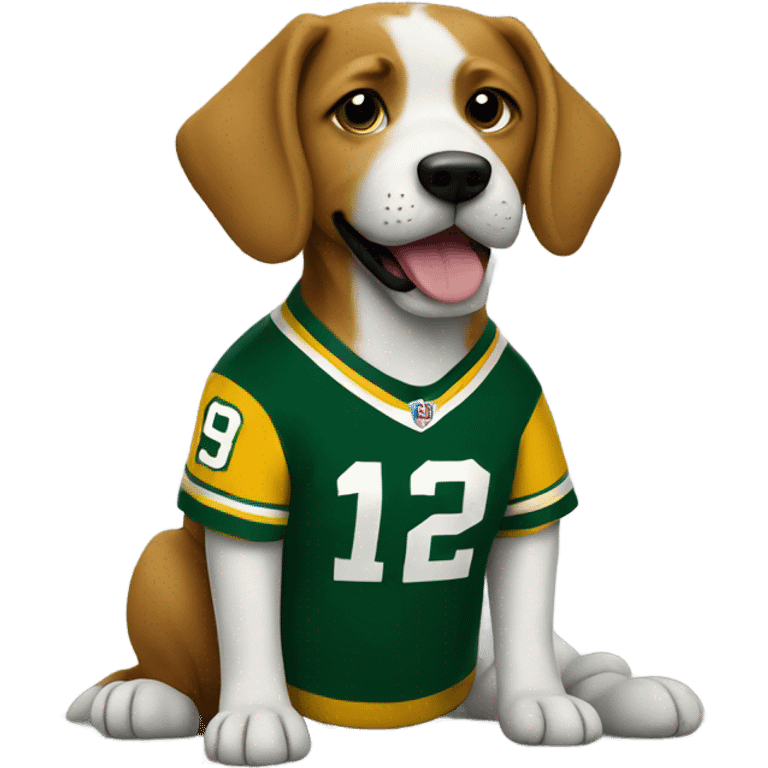 Dog wearing Green Bay jersey  emoji