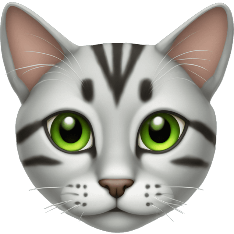 Crie um emoji de um gato rajado olhos verde, cara de pidão  emoji