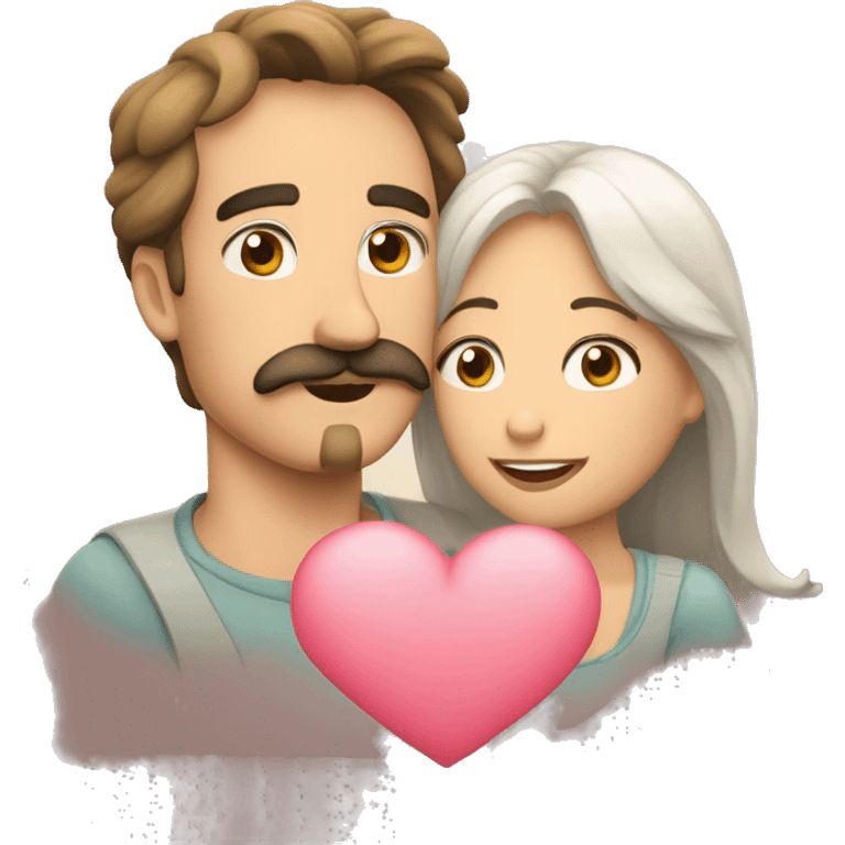 Corazon lleno de amor de un hombre sin bigote y una mujer emoji